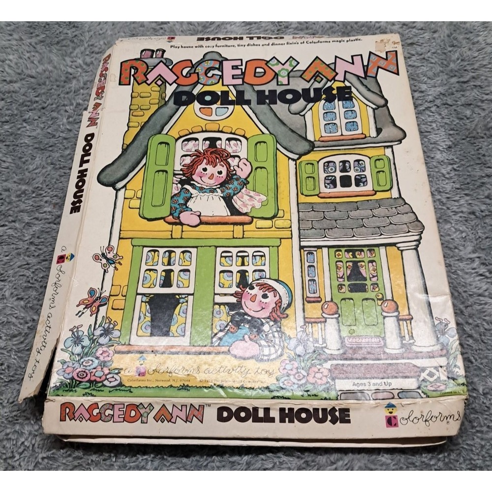 Vintage 1974 Raggedy Ann Doll House Colorforms Activity Toy Collectible Retro
